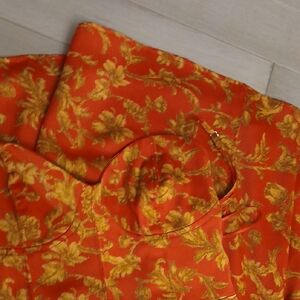 Floral Orange and Gold Bustier Top MINI DRESS